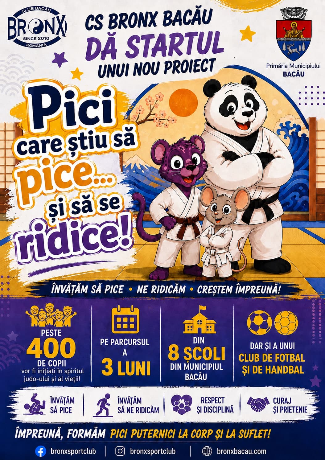 Afișul proiectului „Pici care știu să pice… și să se ridice!”, CS Bronx Bacău